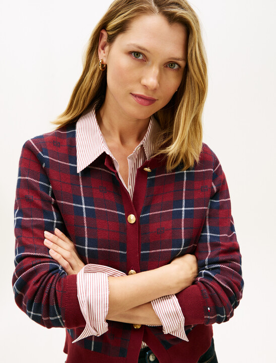 Tartan Flag Jacquard Crewneck Cardigan