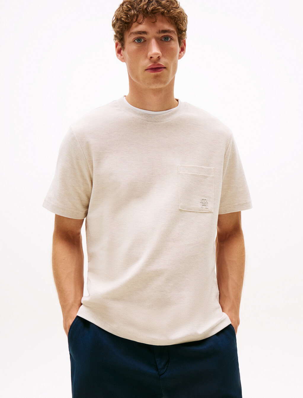 Monogram Pocket T-Shirt, Heathered Oatmilk, hi-res