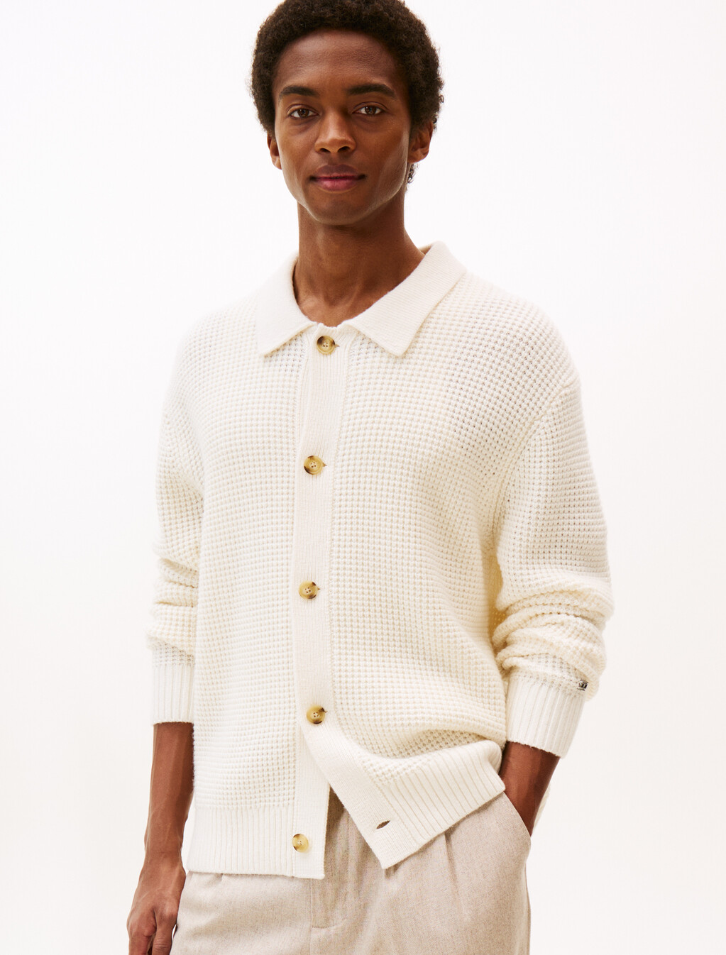 Waffle Cardigan Mustard Button Cardigan Women's Open Front Waffle