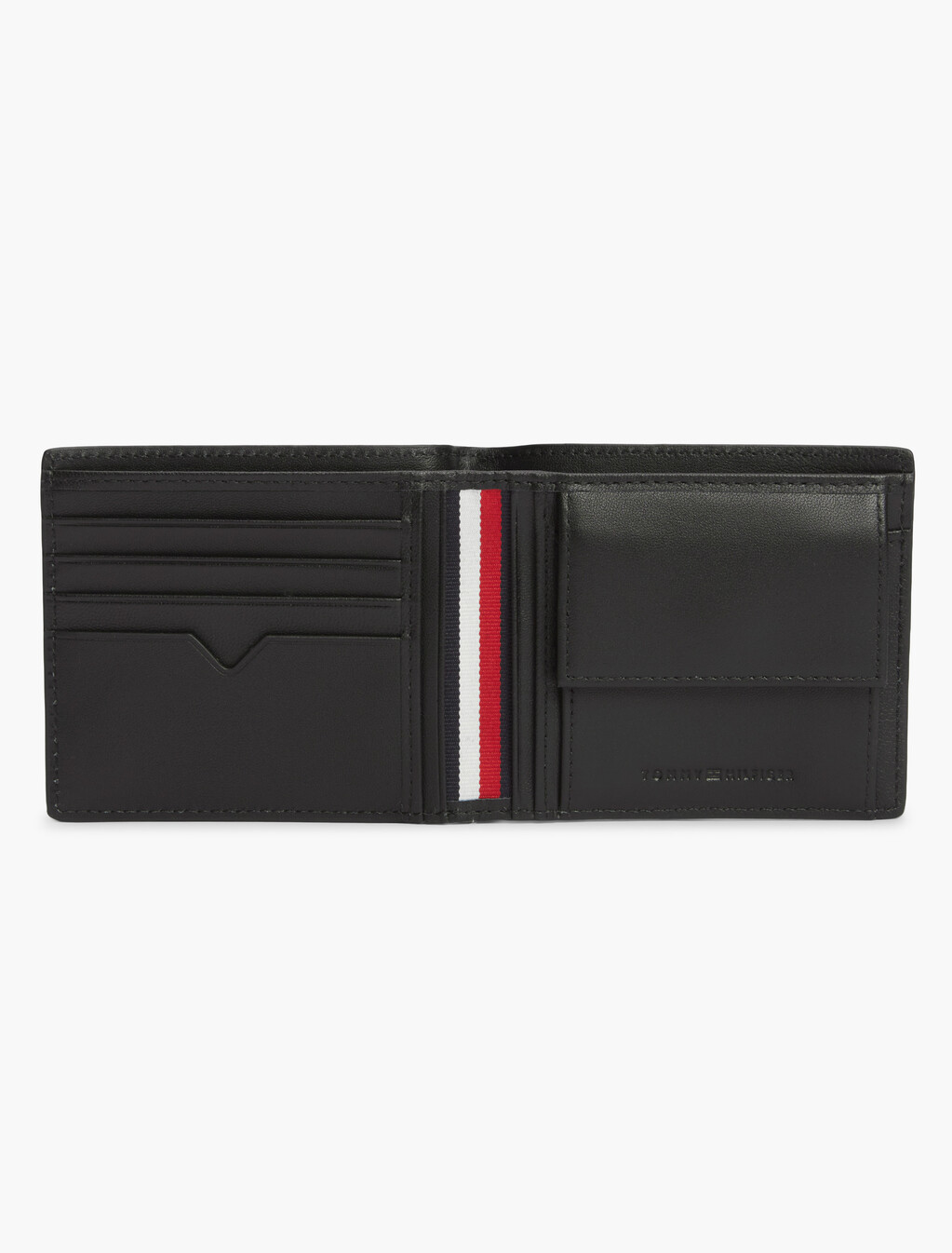 Perforated Leather Card And Coin Wallet, Black, hi-res