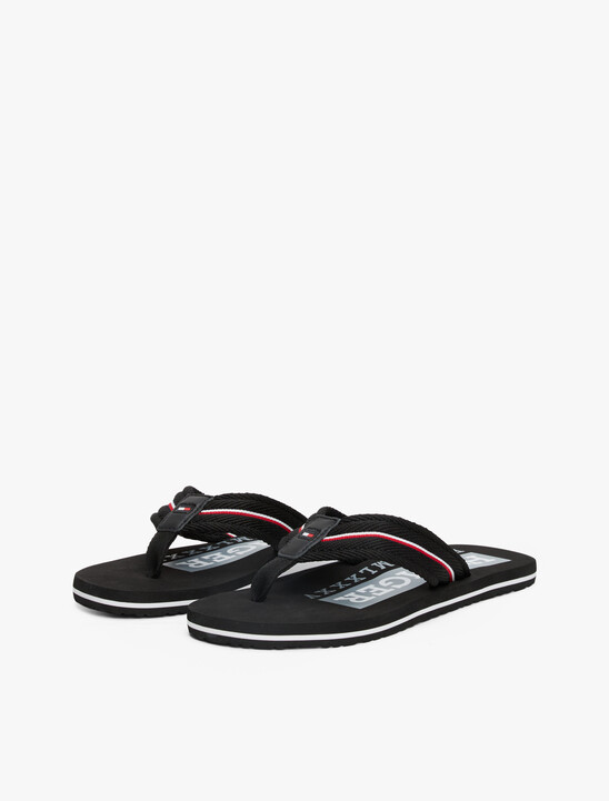 Signature Tape Webbing Flip-Flops, Black Signature Tape Webbing Flip-Flops