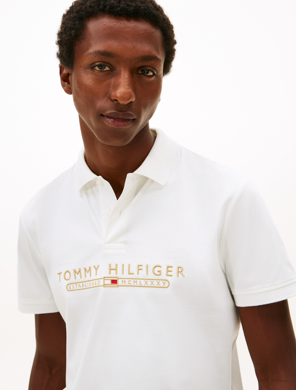 Icon Luxe Logo Embroidery Polo, Ecru, hi-res