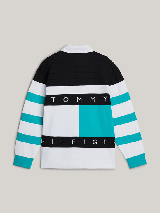 Tommy x Mercedes F1 x CR Colour-Blocked Back Logo Rugby Shirt