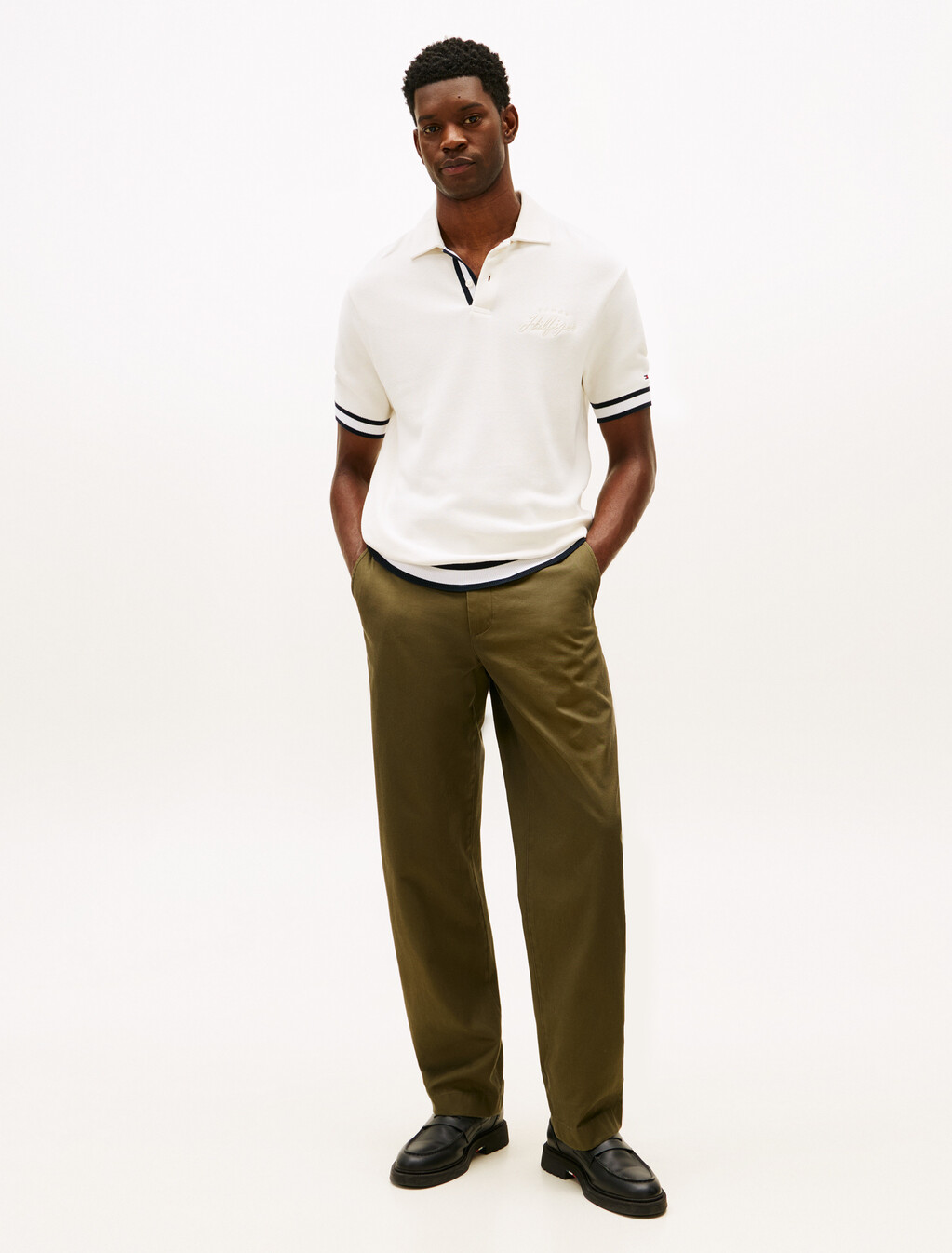 Flat Knit Classic Fit Polo, Ivory Petal, hi-res