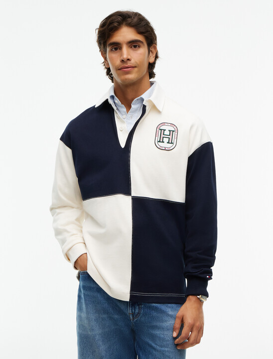 Varsity Colour-Blocked Relaxed Rugby Shirt