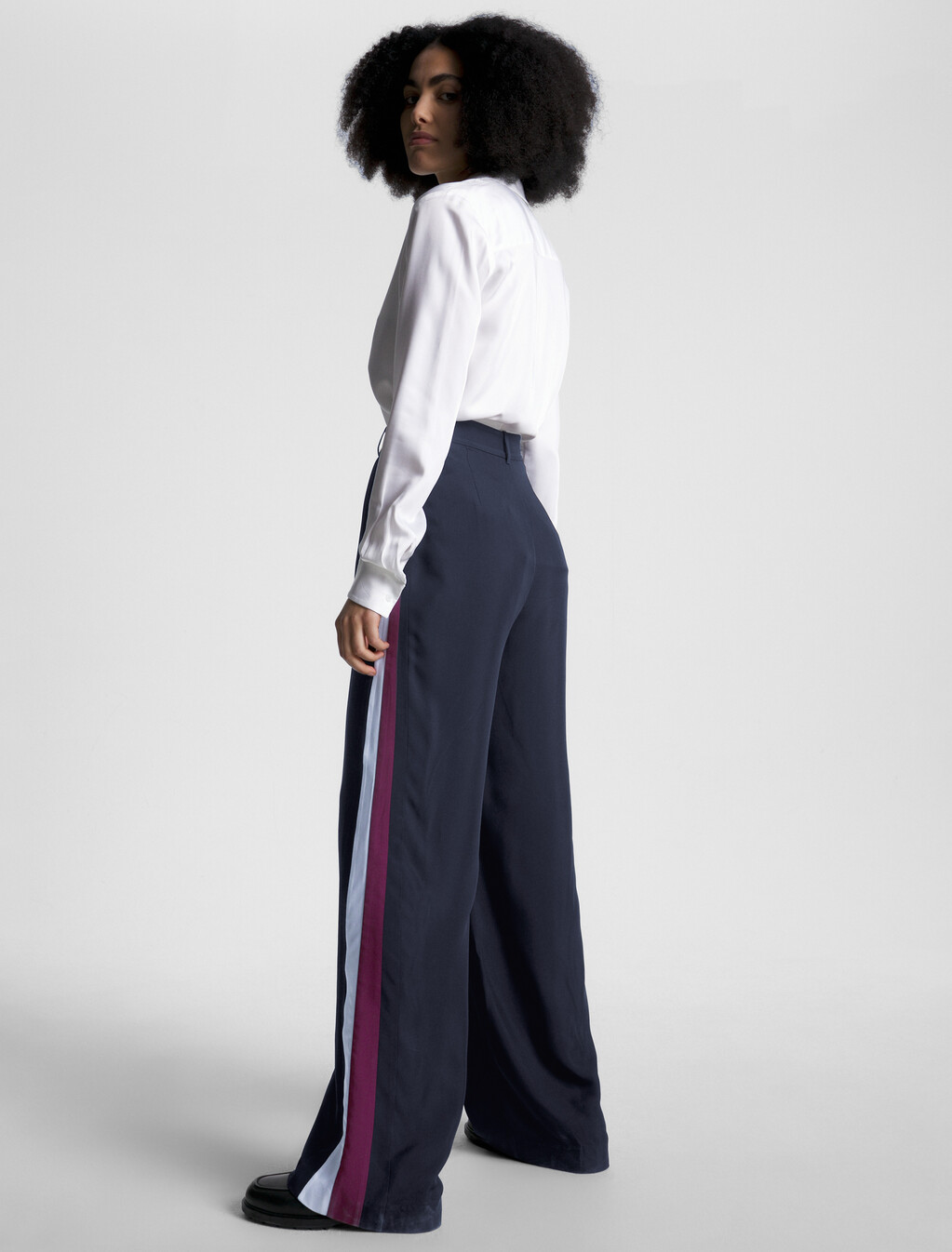 Global Stripe Wide Leg Flared Trousers, Desert Sky, hi-res