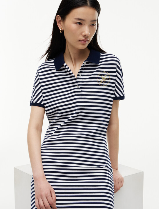 Metallic Logo Pique Mini Polo Dress
