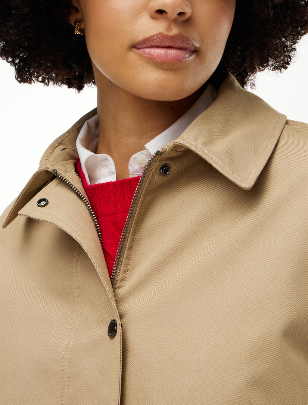 Faux Fur Collar Oversized Bomber Jacket, Camel, hi-res