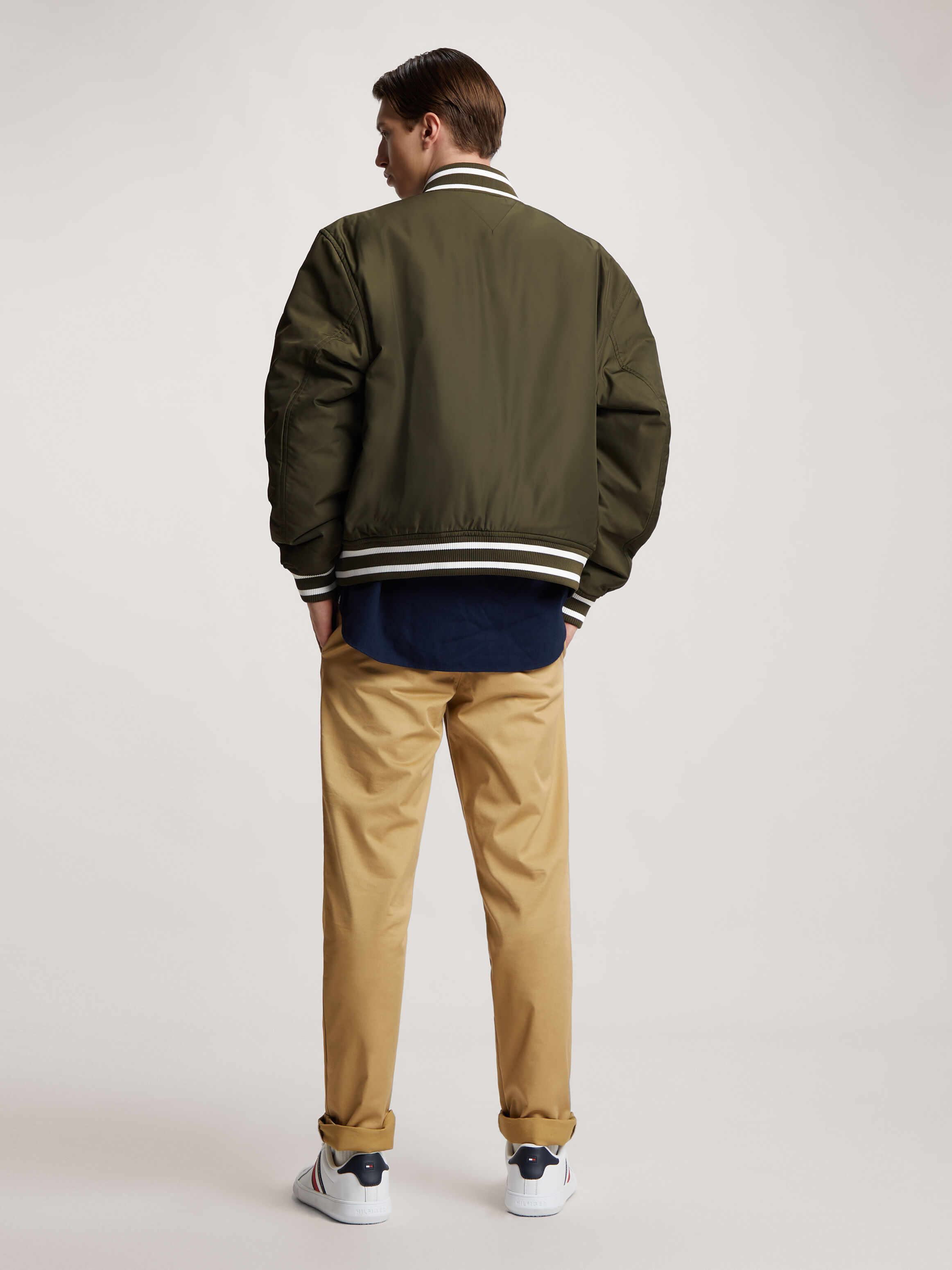 Men long online bomber jacket
