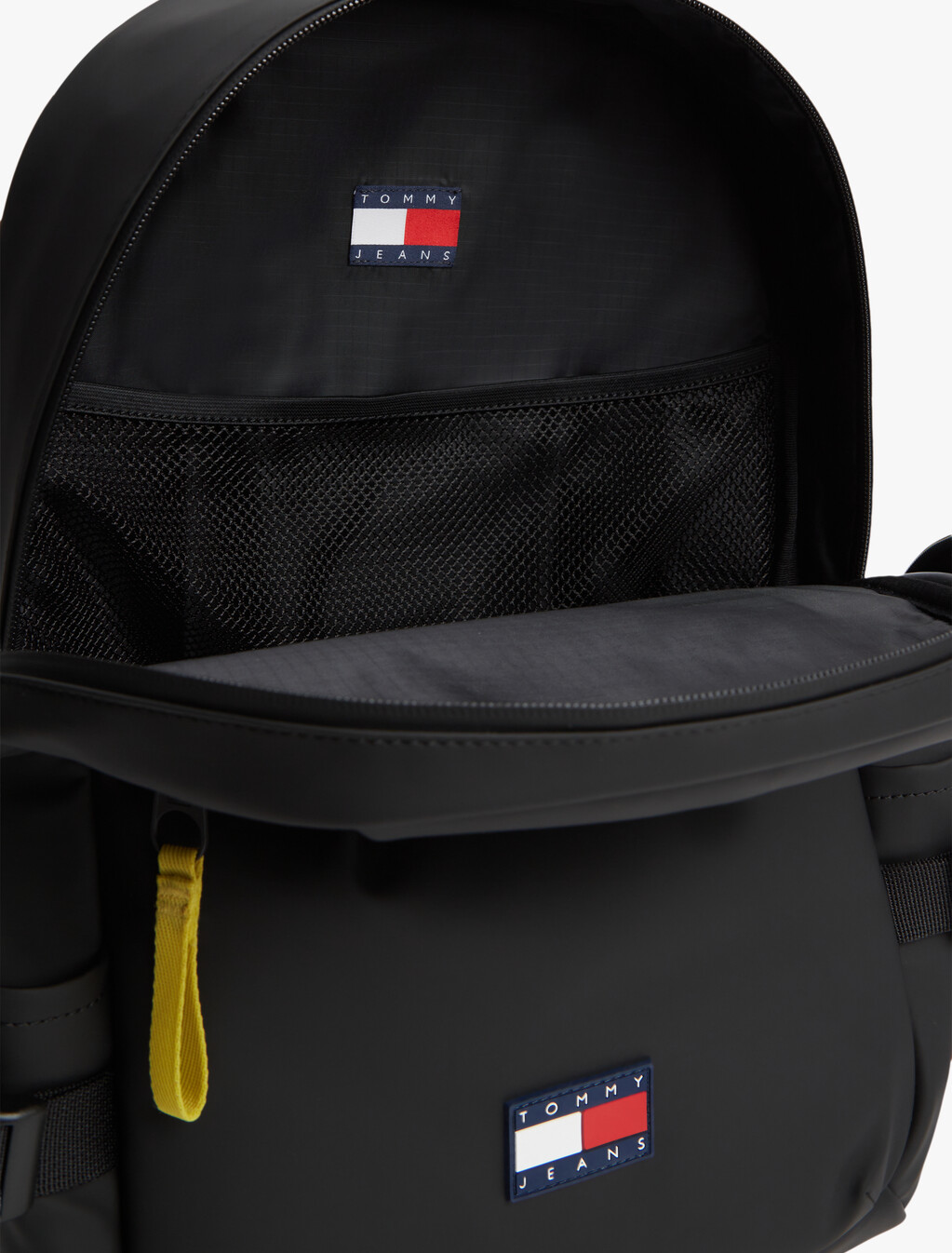 Rubberised Logo Double Zip Backpack, Black, hi-res