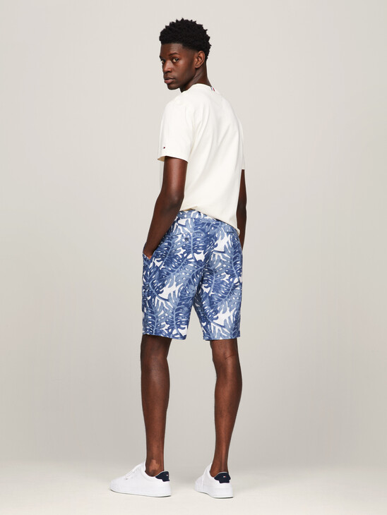 Harlem Tropical Print Skinny Linen Shorts