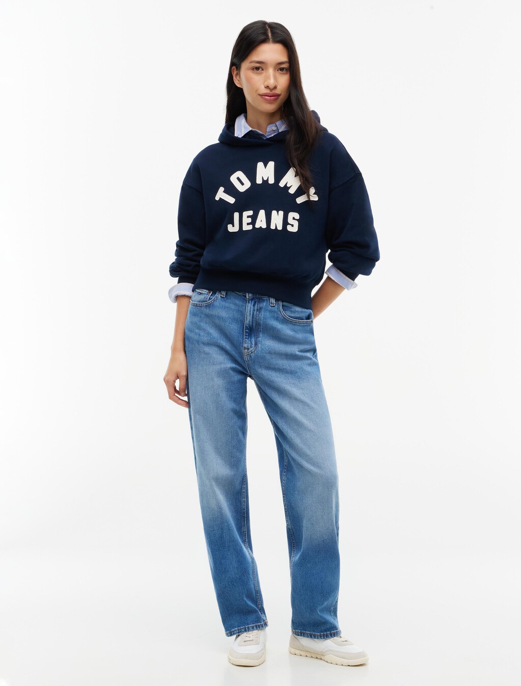Varsity Logo Oversized Fleece Hoody, Dark Blue, hi-res