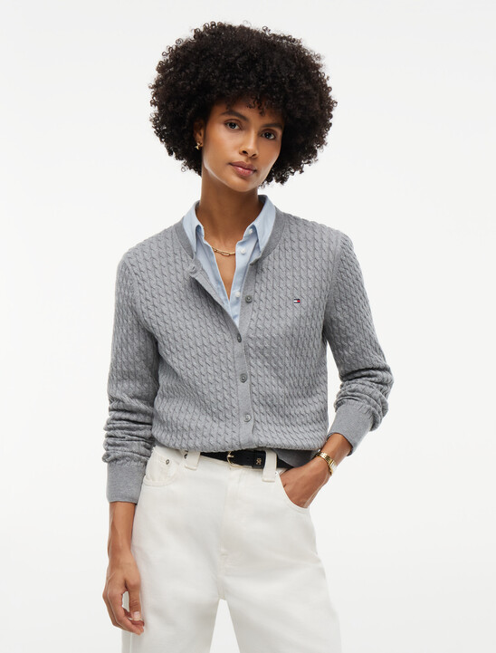 Cable Knit Crew Neck Cardigan