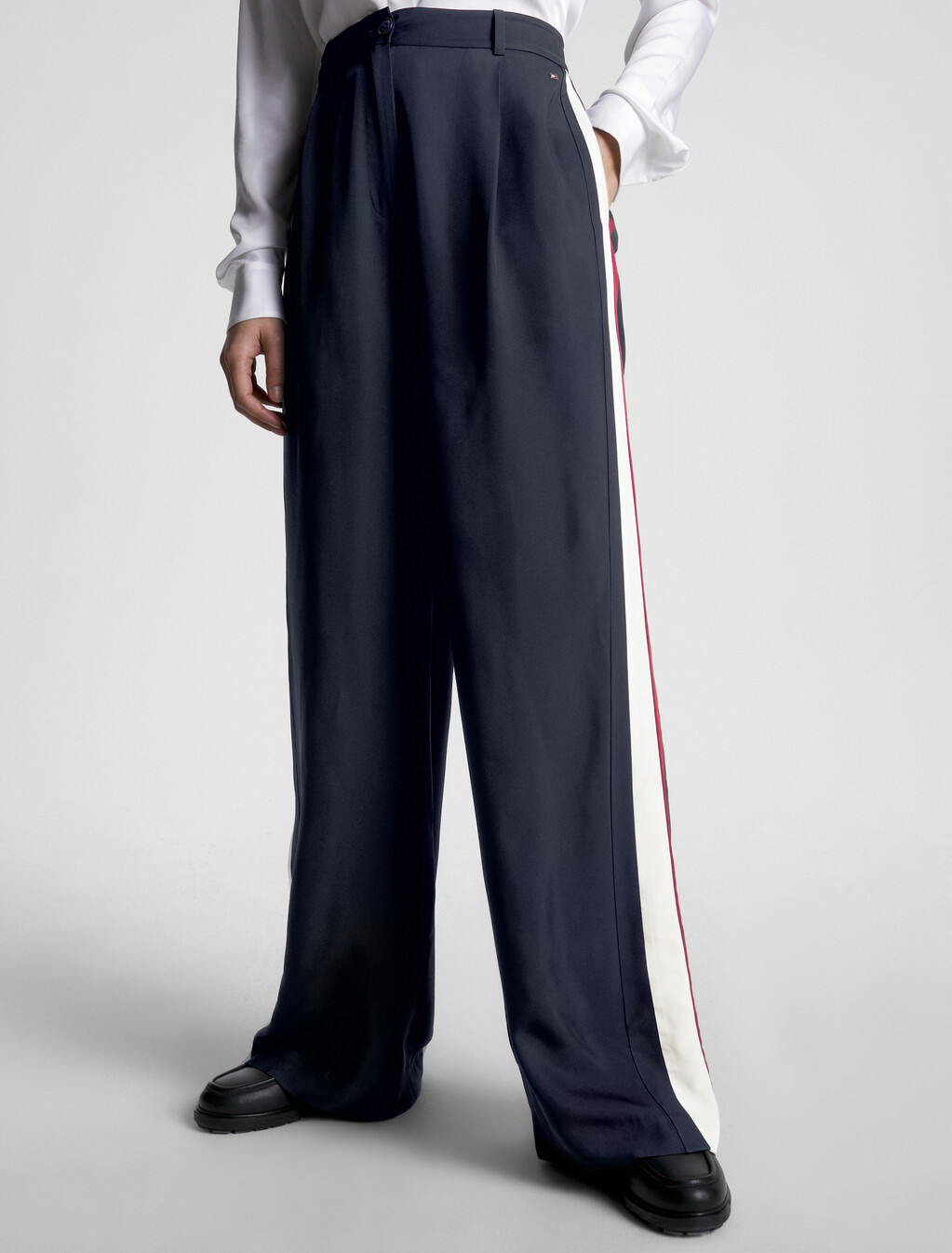 Global Stripe Wide Leg Flared Trousers, Desert Sky, hi-res