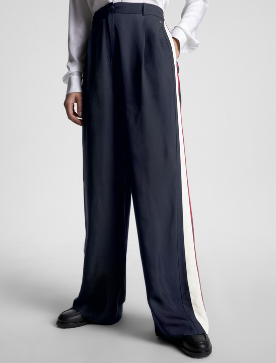 Global Stripe Wide Leg Flared Trousers