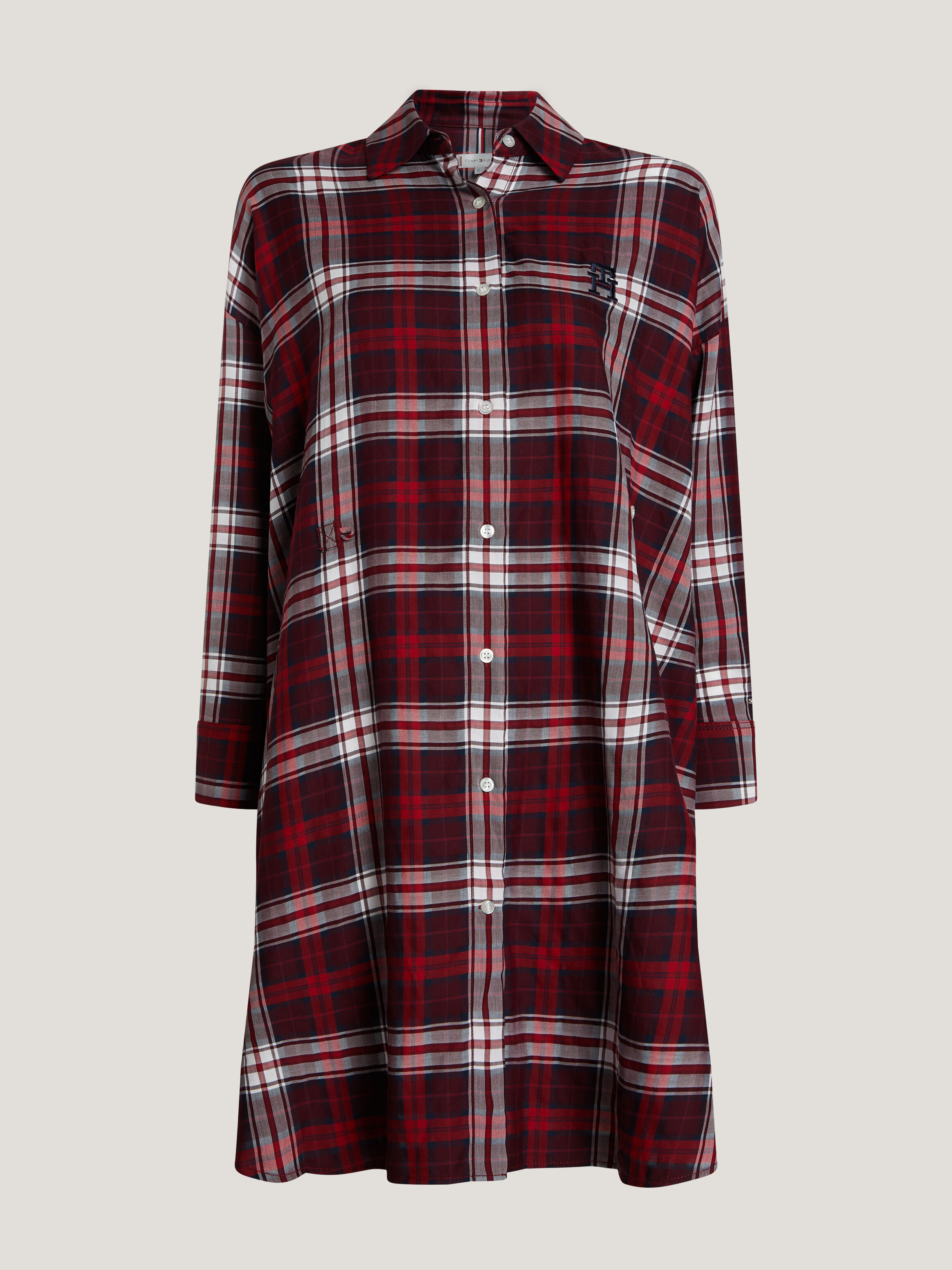 Tartan Loose Shirt Dress red Tommy Hilfiger Singapore