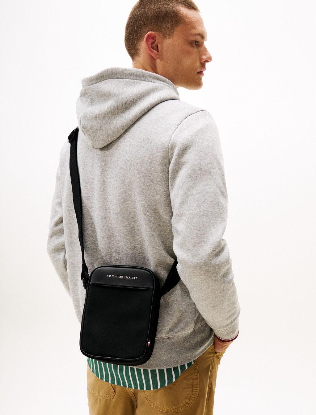 Textured Panel Crossbody Reporter Bag, Black, hi-res