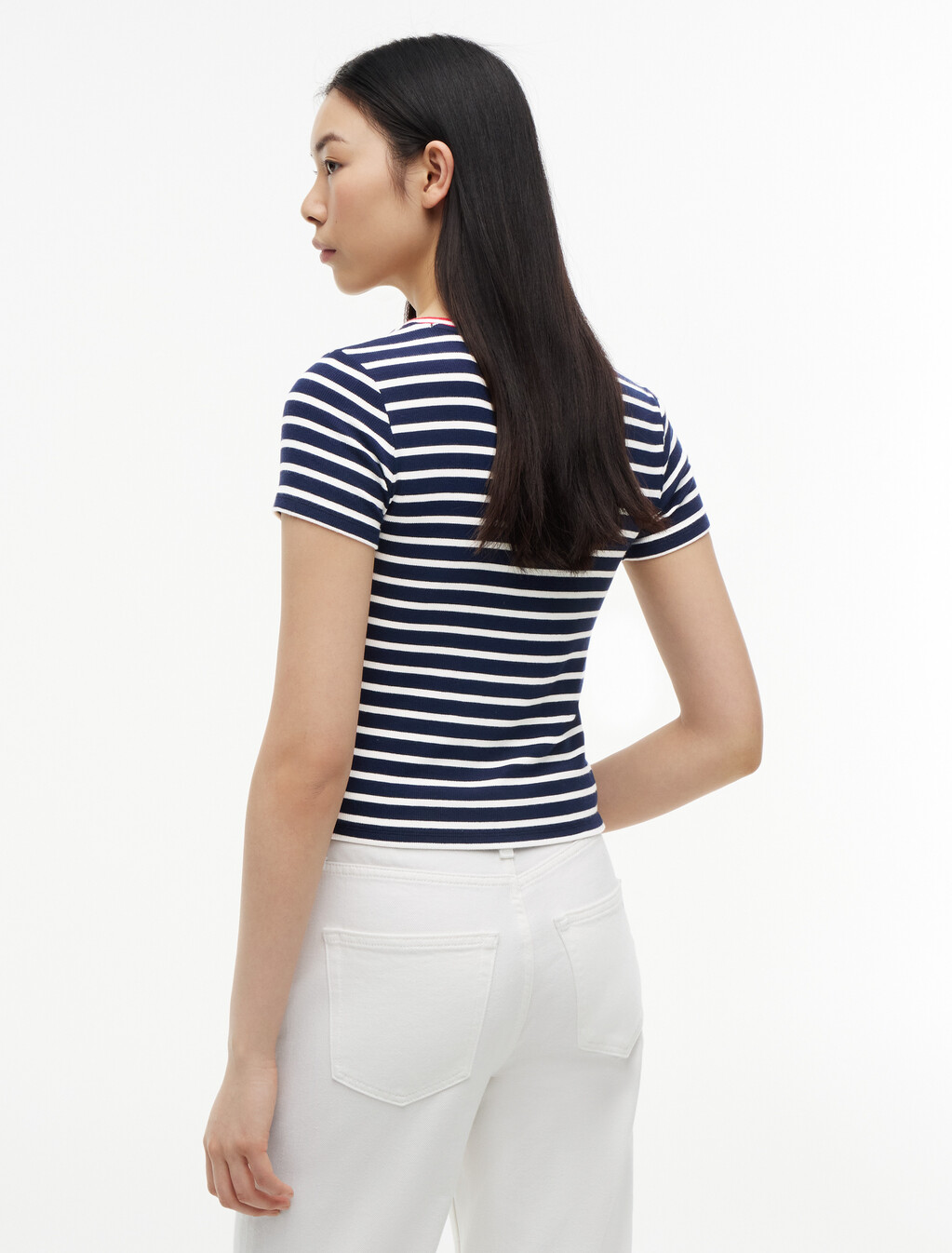 Slim Henley T-Shirt, Navy / Stripe, hi-res