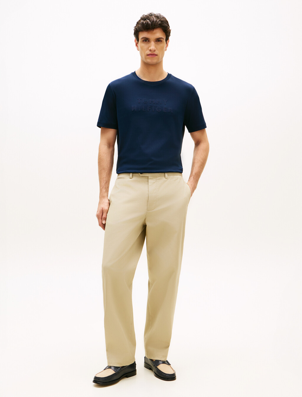 Tonal Logo Interlock Knit T-Shirt, Carbon Navy, hi-res