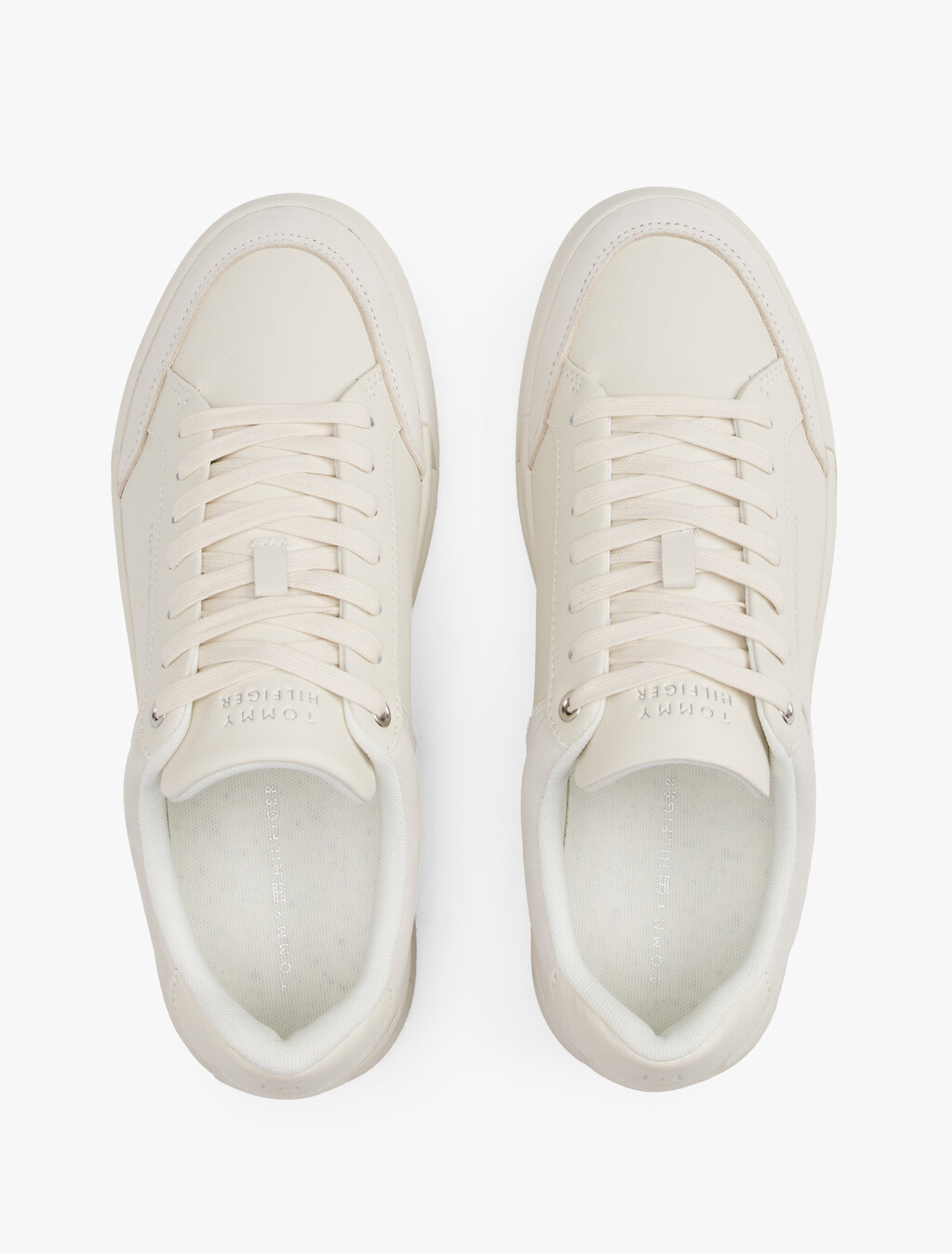 Debossed Logo Court Trainers, Alabaster, hi-res