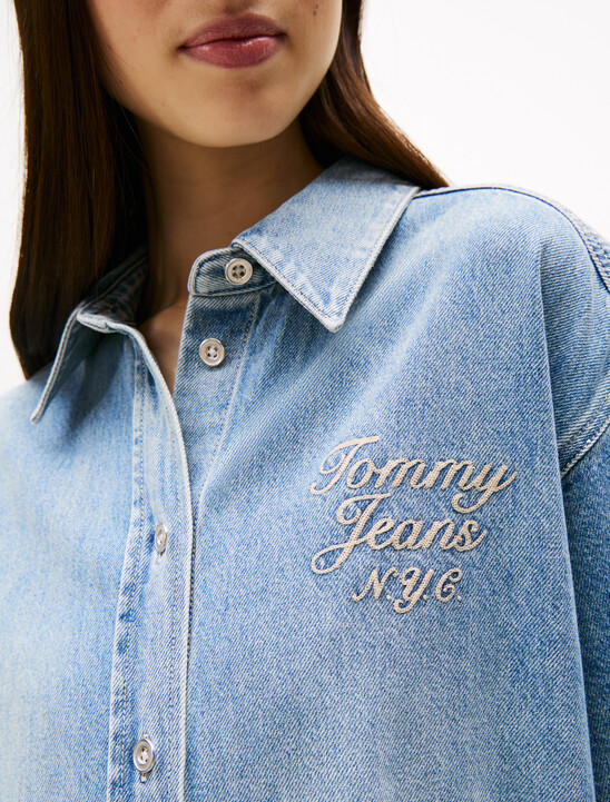 Relaxed Midi Denim Shirt Dress