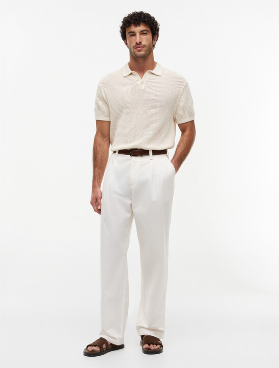 Lightweight Paper Touch Pleated Loose Trousers