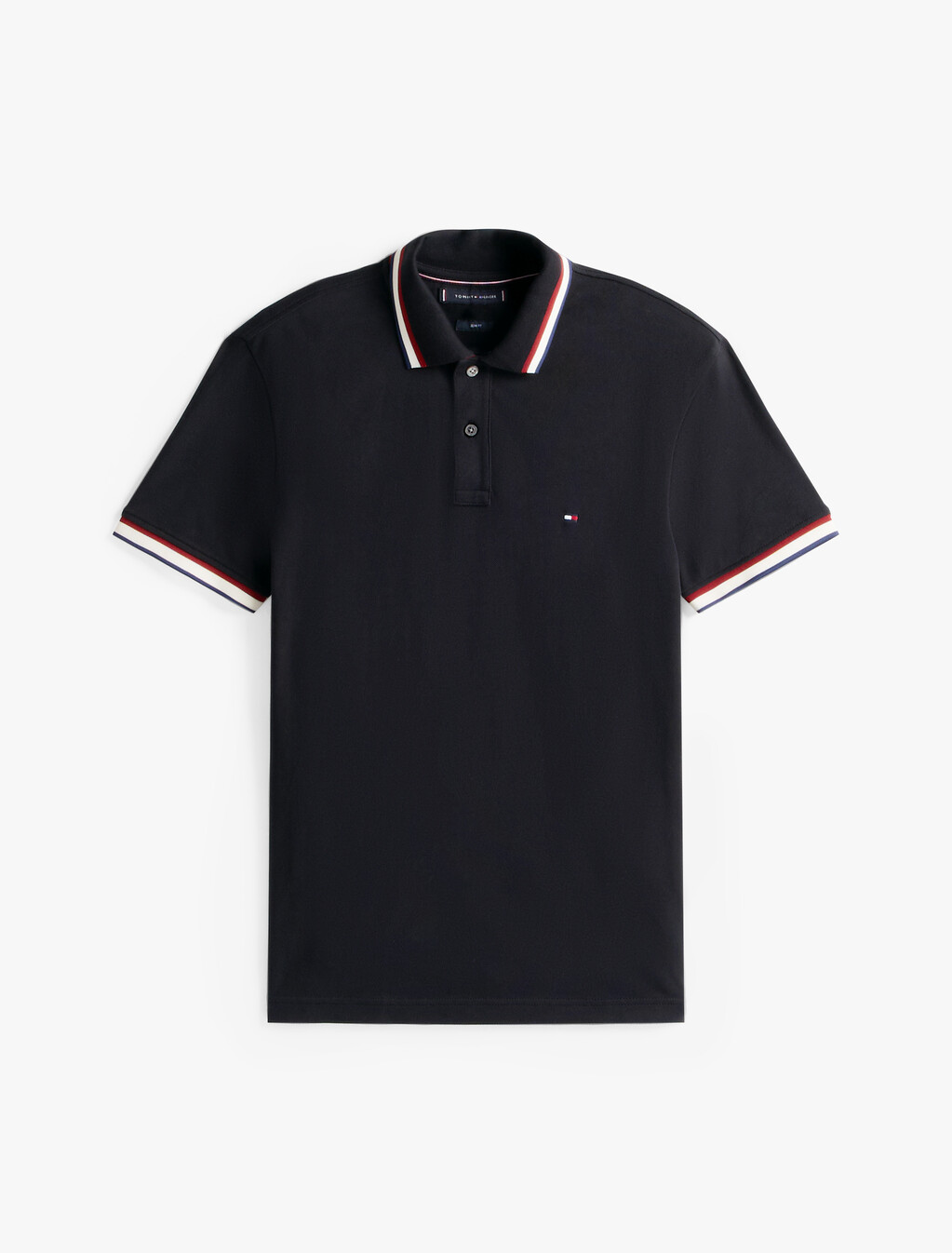 Tipped Short Sleeve Polo, Black, hi-res