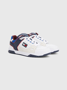 LEATHER LOW SKATE TRAINERS, White, hi-res