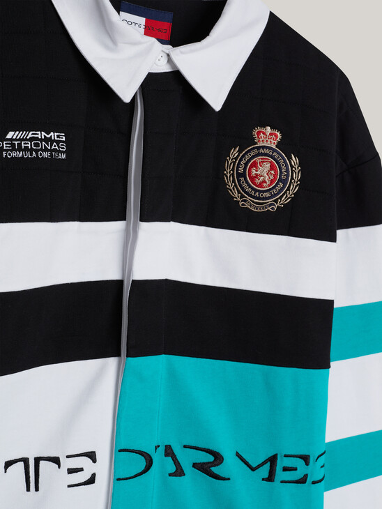 Tommy x Mercedes F1 x CR Colour-Blocked Back Logo Rugby Shirt