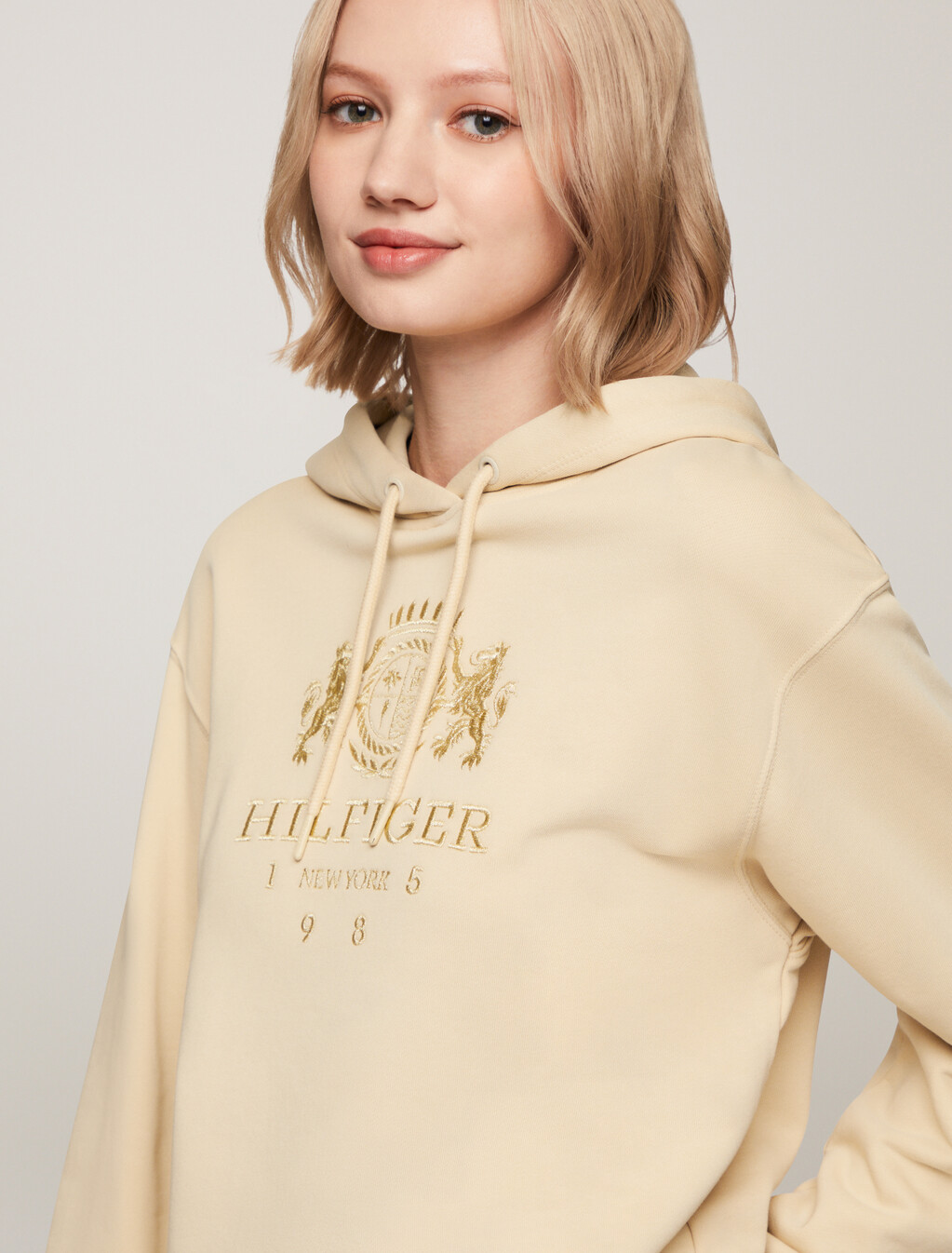 Modern Varsity Crest Hoodie, Country Ivory, hi-res