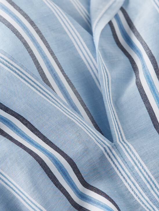 COTTON STRIPE HENLEY HALF SLEEVE TOP