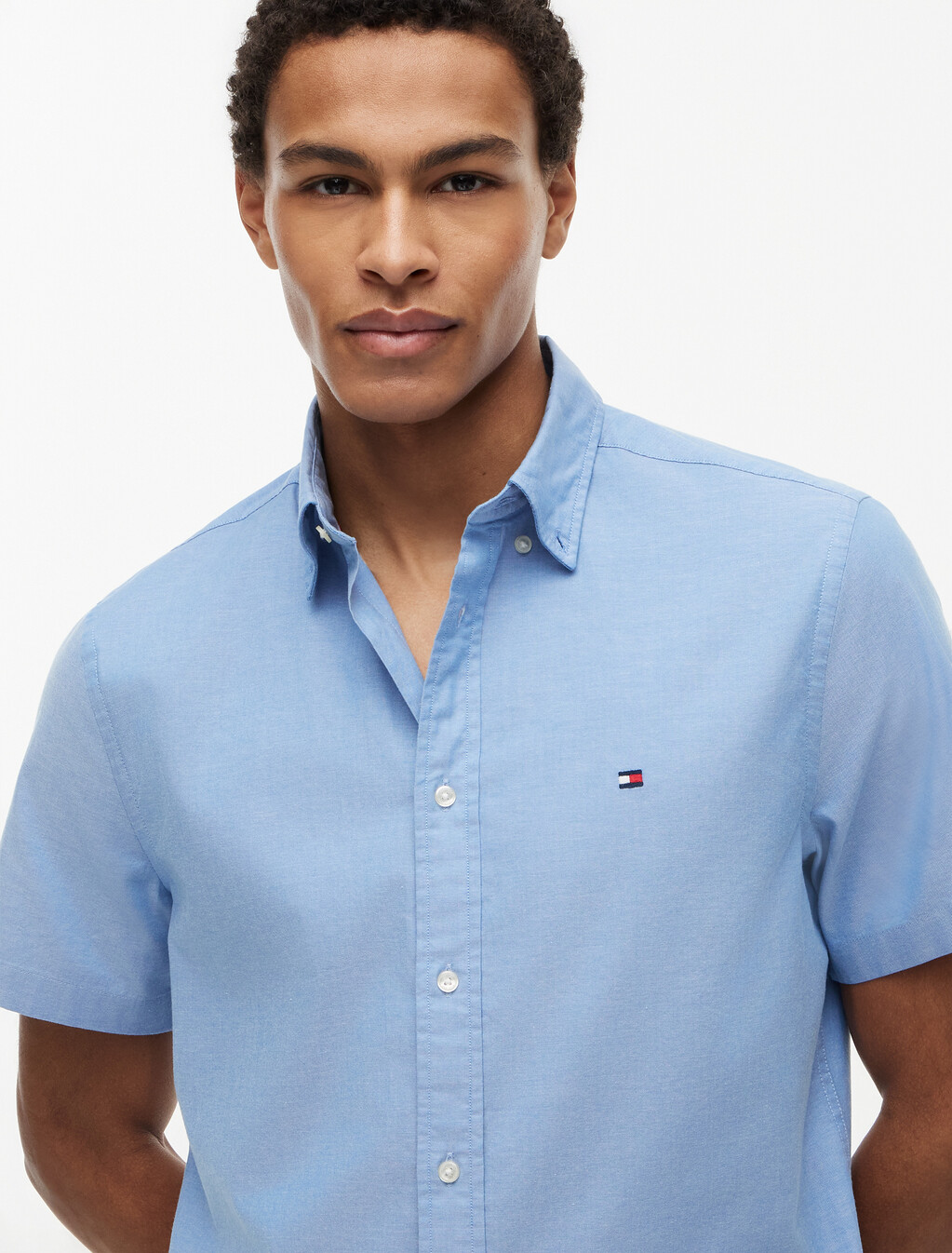Lightweight Short Sleeve Oxford Shirt, Shirt Blue, hi-res