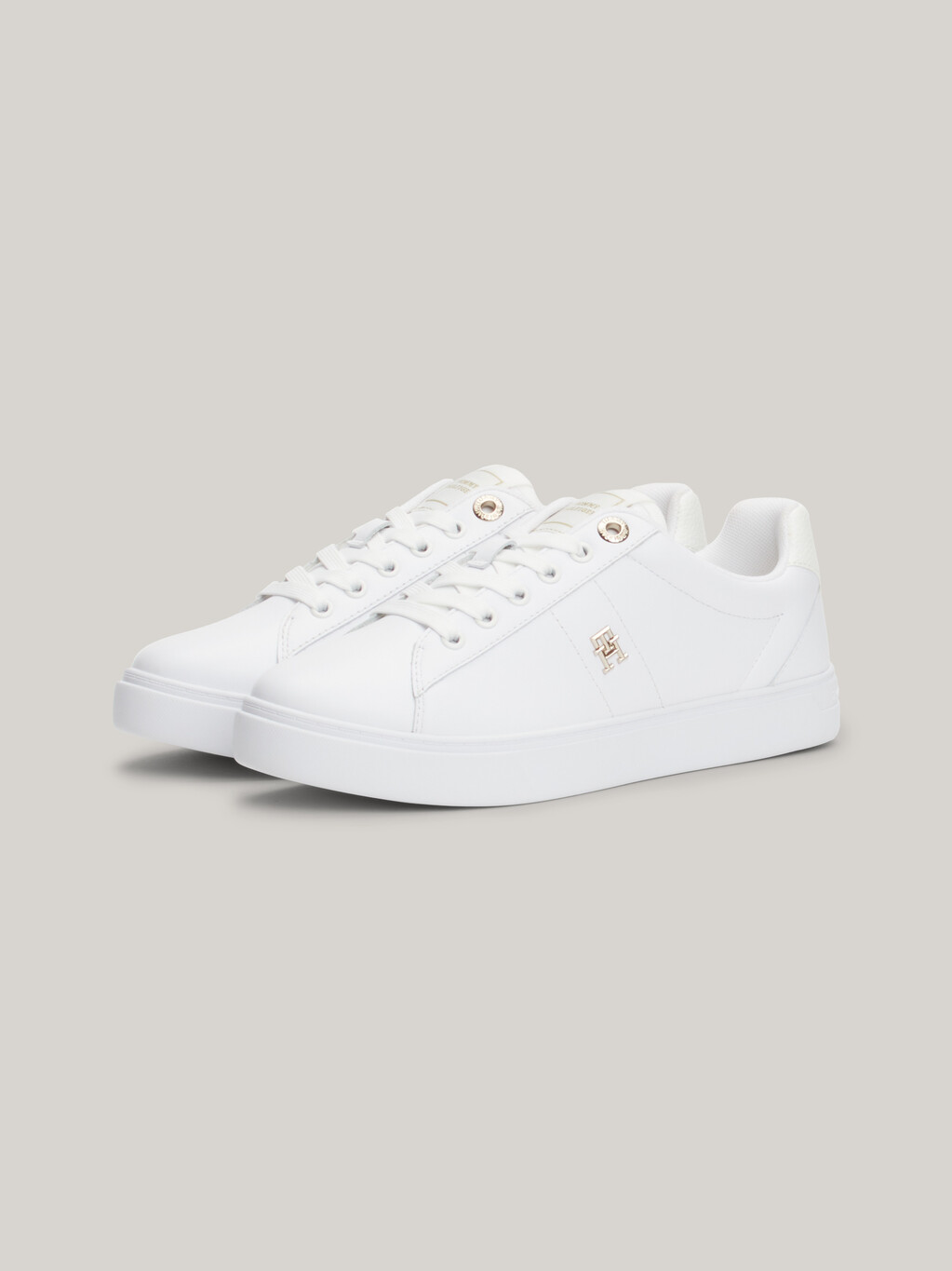 Essential Elevated Leather Court Trainers | natural | Tommy Hilfiger ...