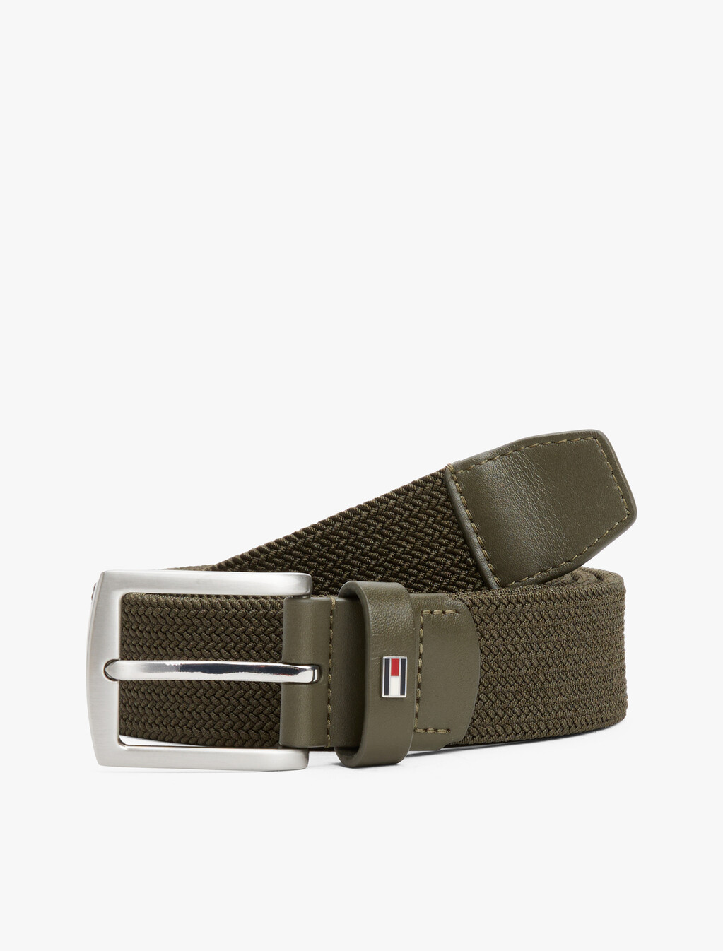 Square Buckle Textured Belt, Army Green, hi-res