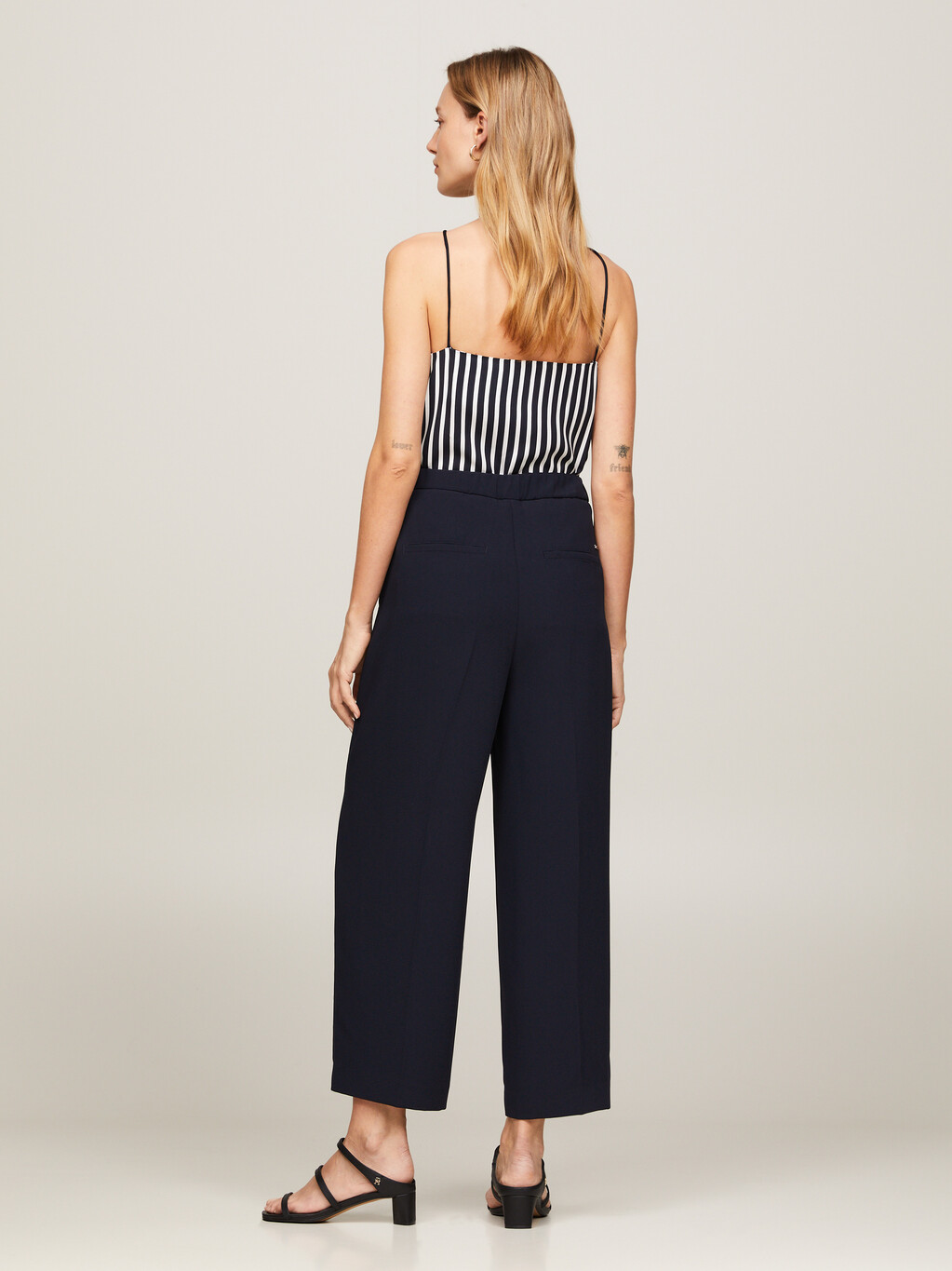 Twill Wide Leg Cropped Trousers, Desert Sky, hi-res