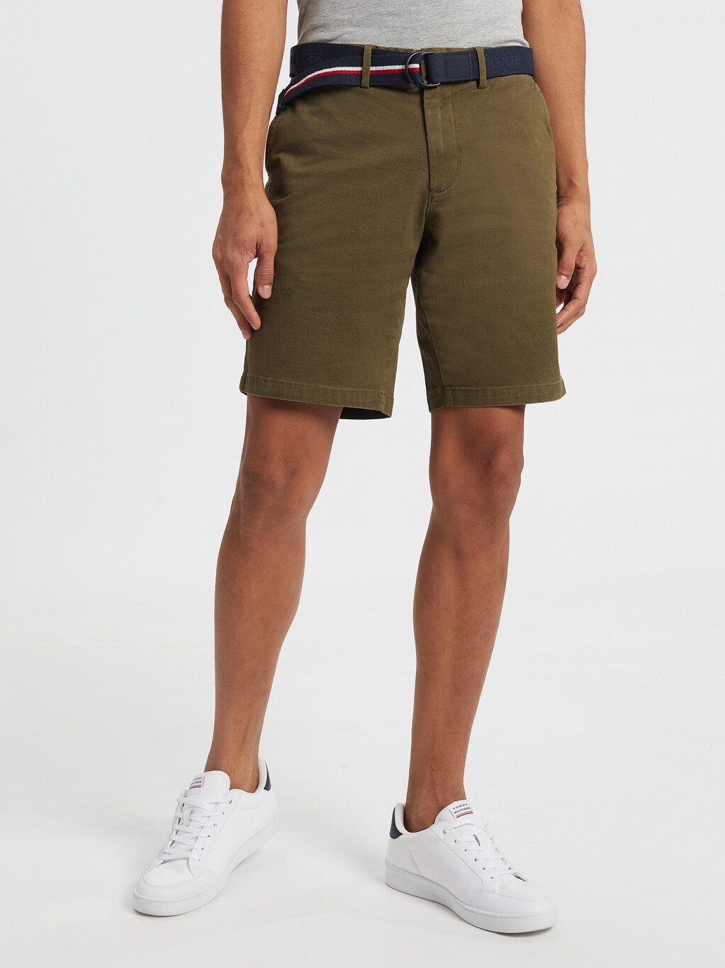 Essential Brooklyn Organic Cotton Twill Shorts With Belt, Army Green, hi-res