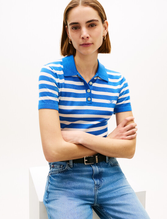 Short Sleeve Polo Jumper With Silk