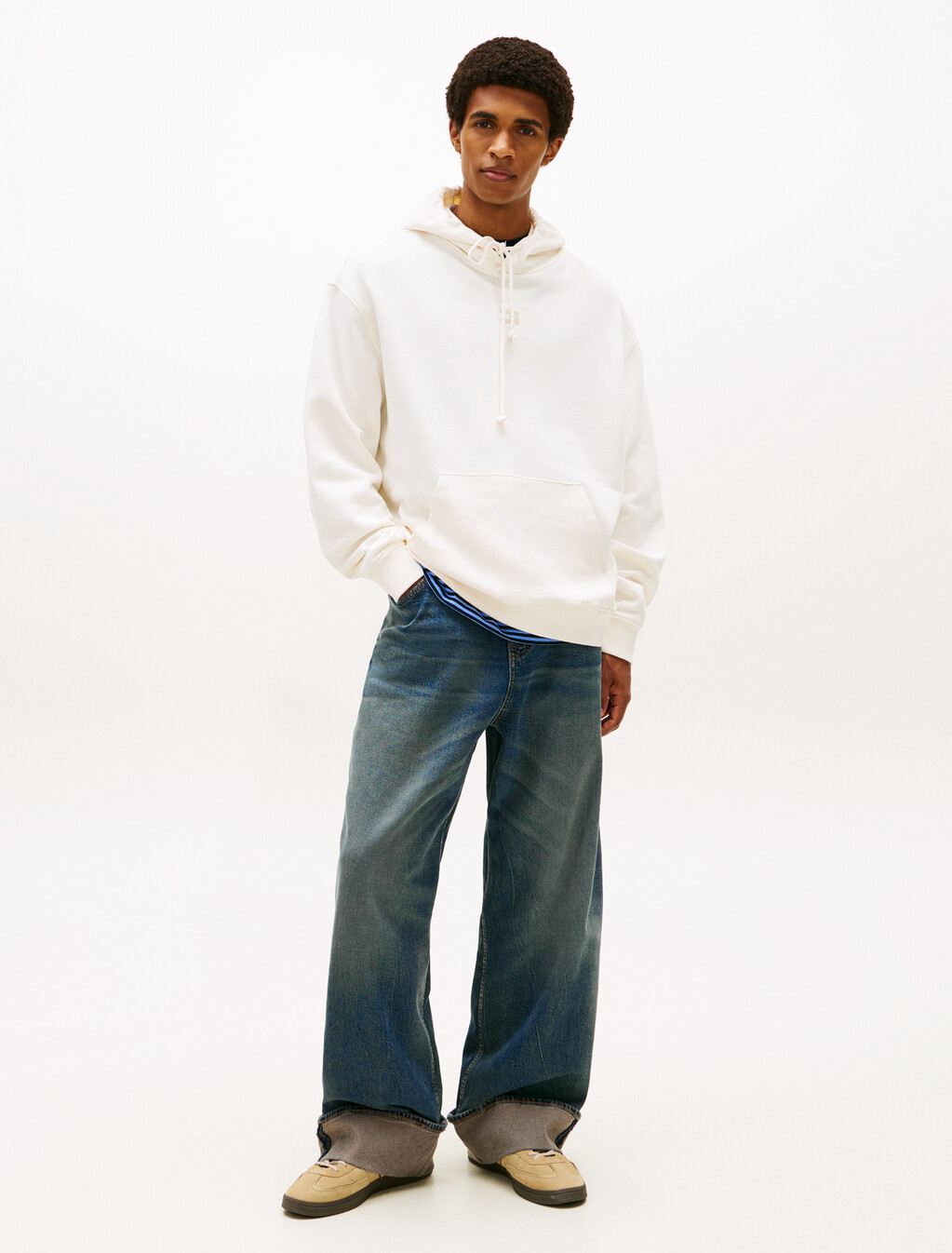 Overdyed Back Flag Badge Relaxed Hoody, Ancient White, hi-res