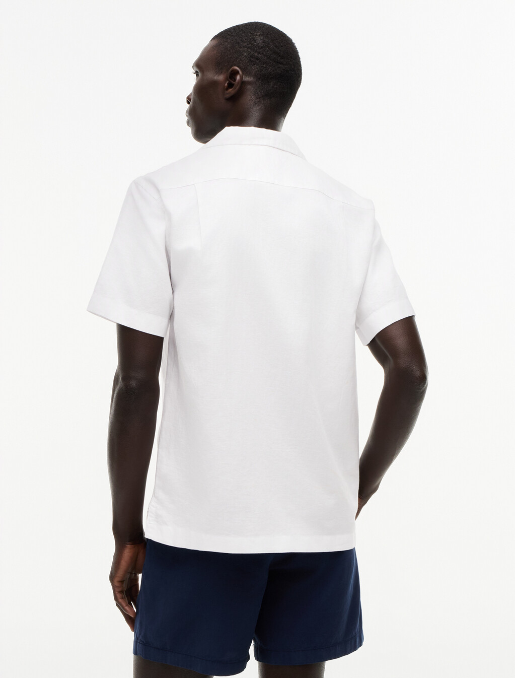 Regular Fit Linen Blend Short Sleeve Shirt, White, hi-res