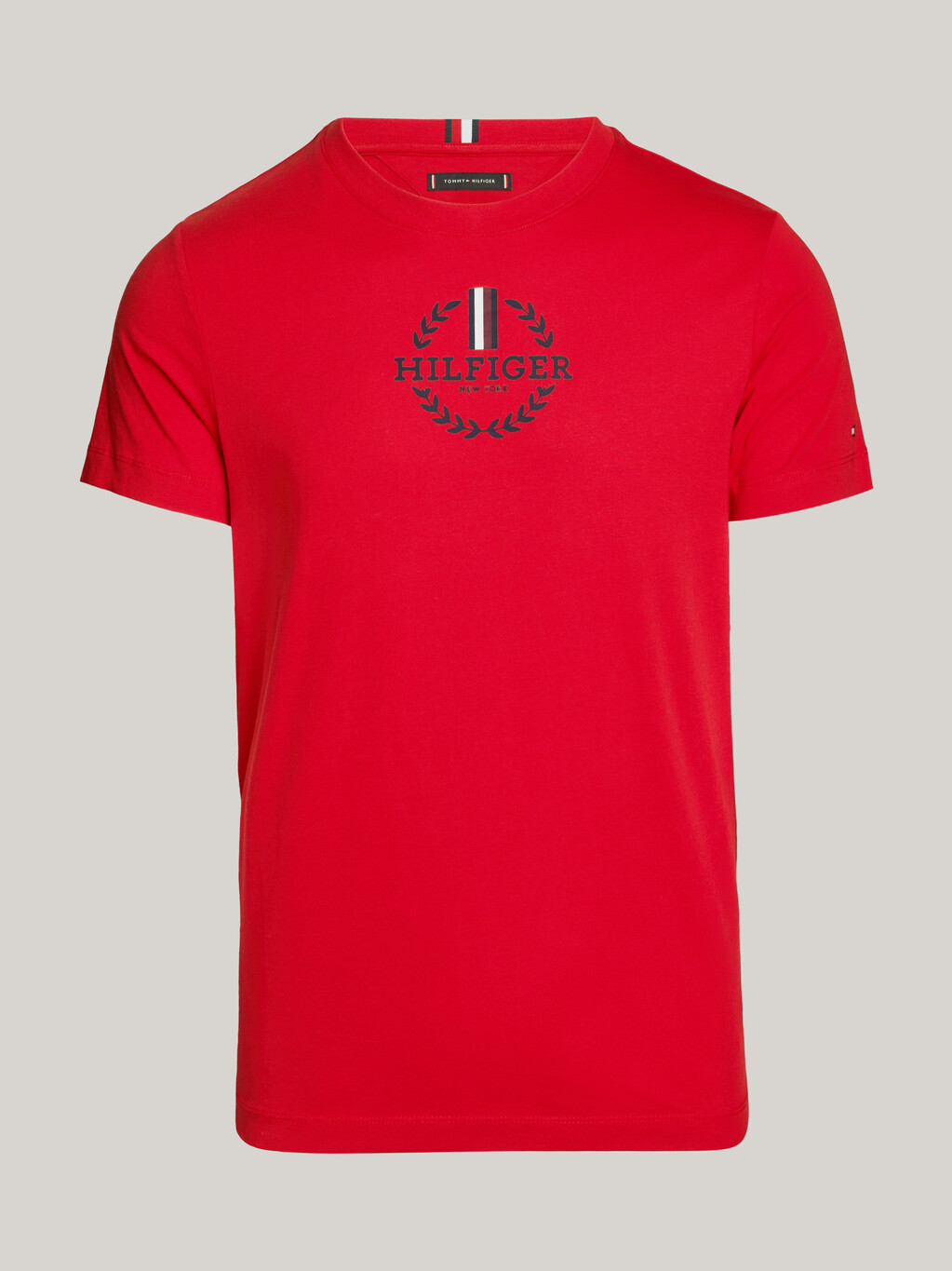 Global Stripe Archive Crest Logo Slim T-Shirt, Primary Red, hi-res