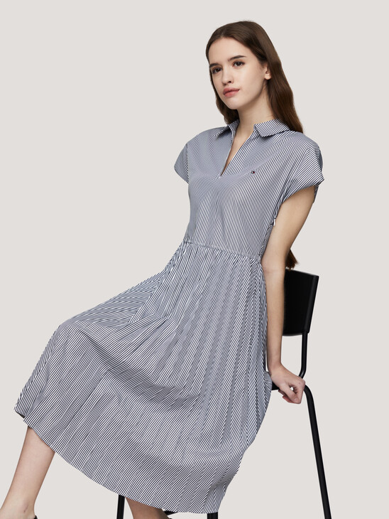 Pleated Stripe Dress
