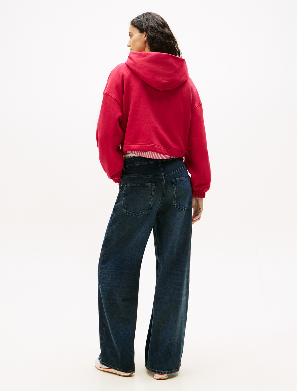 Cropped Rhinestone Logo Hoodie, Ruby Rhubarb, hi-res