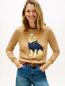 Hilfiger Dog Intarsia Sweater, Safari Canvas, hi-res