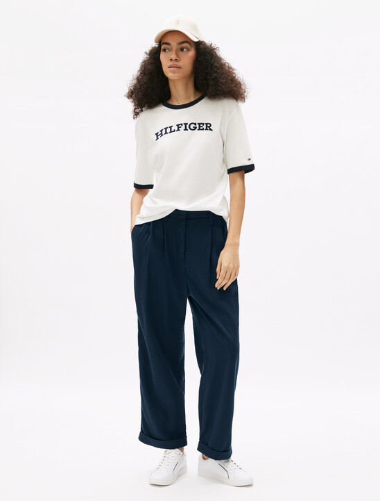 Cotton Blend Relaxed Straight Pant