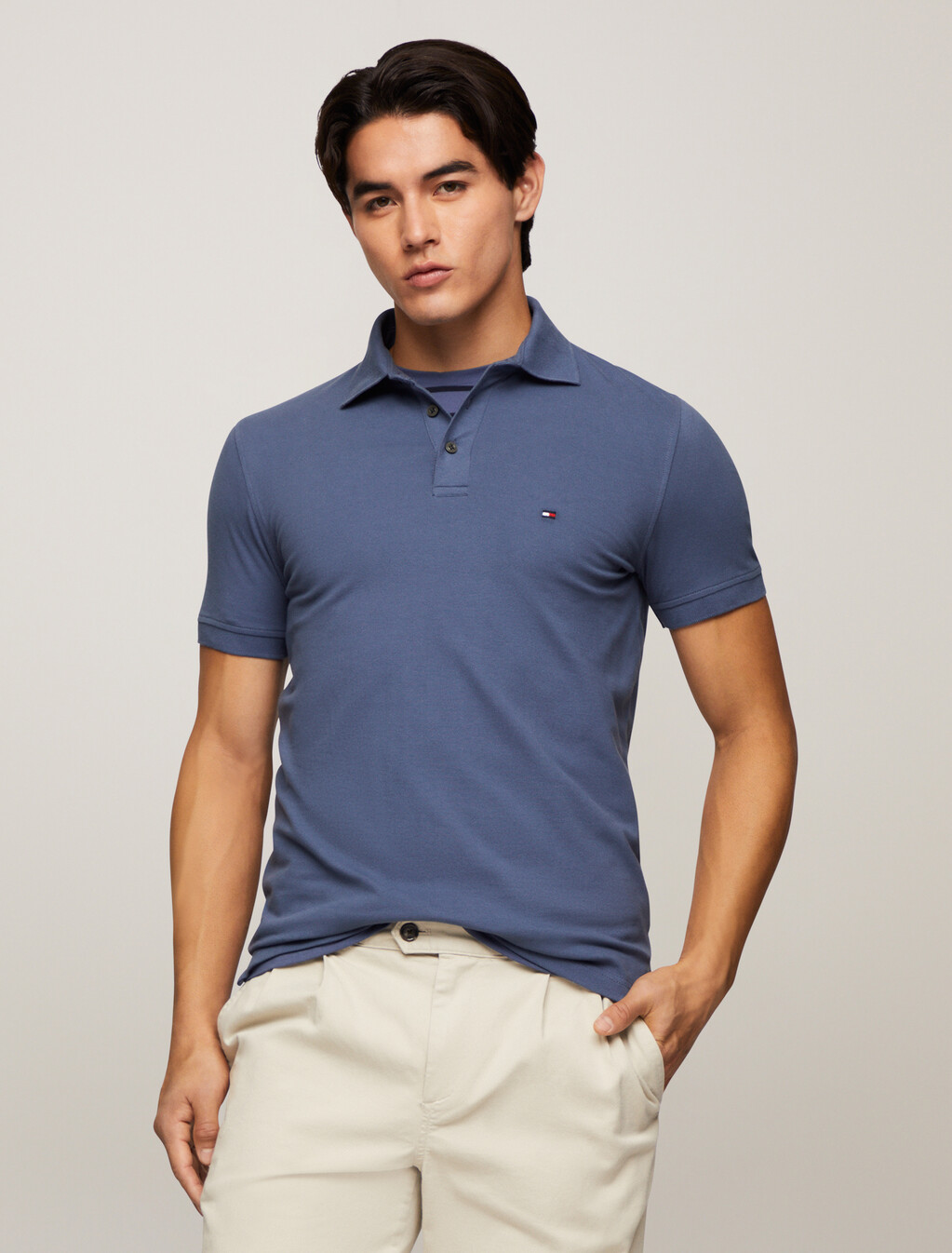 Slim Fit Stretch Polo, Bank Blue, hi-res
