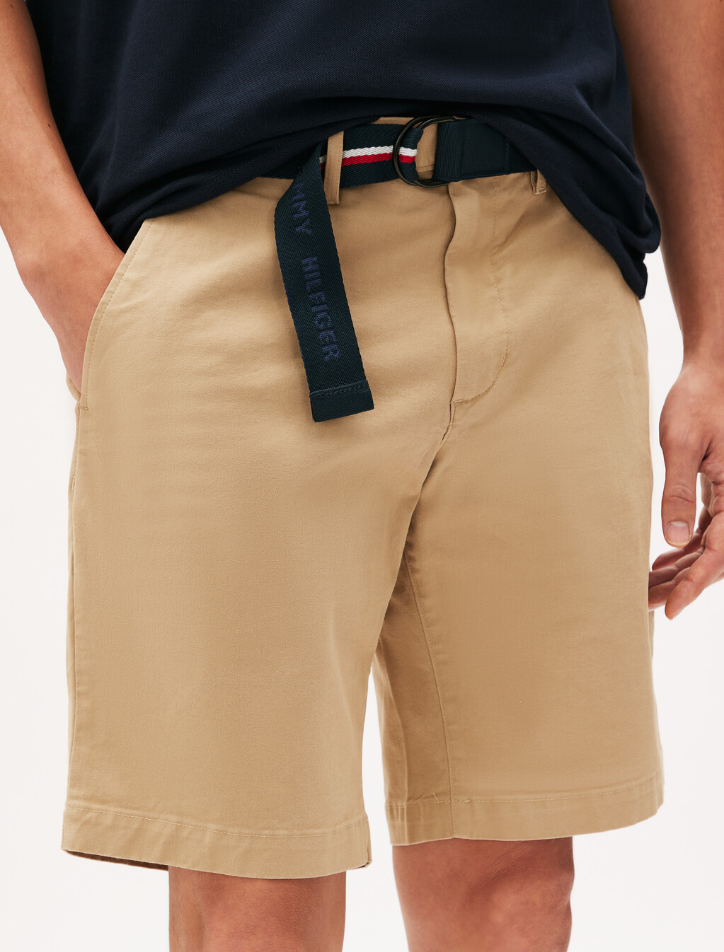 Essential Brooklyn Organic Cotton Twill Shorts With Belt, Desert, hi-res