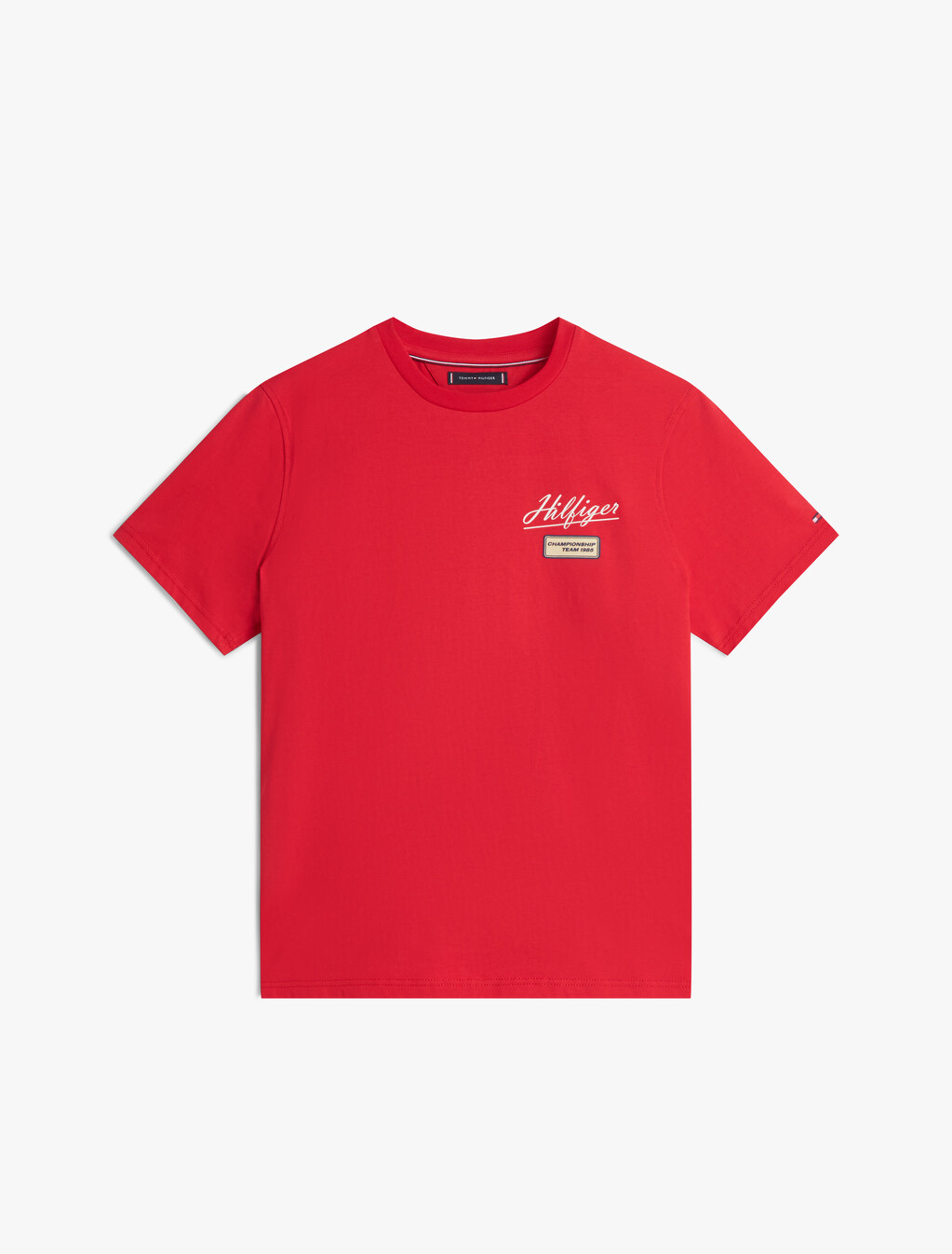 Textured Logo Crew Neck T-Shirt, Medium Red, hi-res