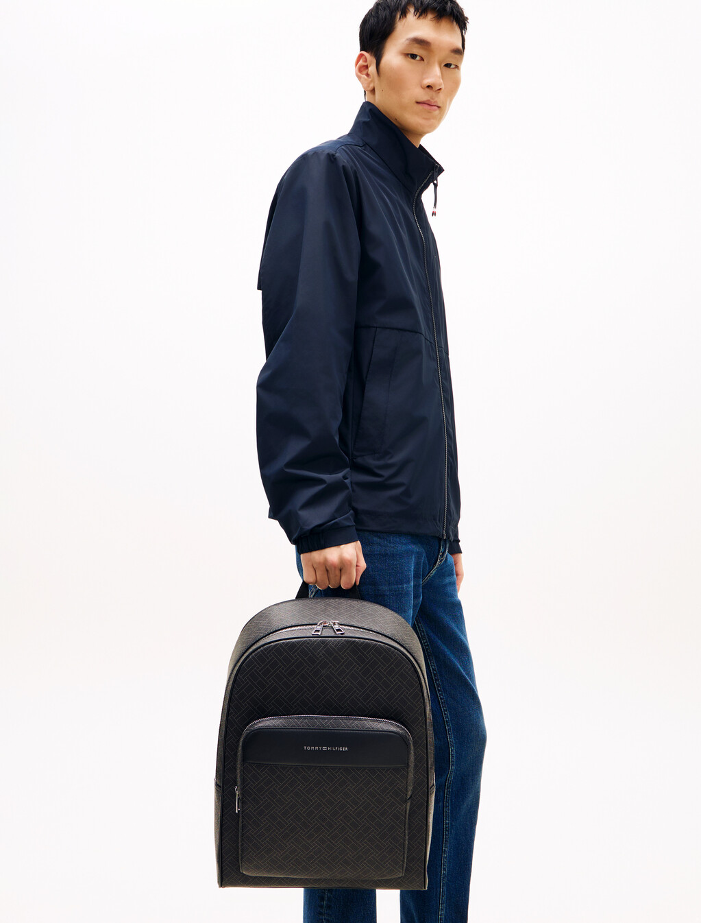 Hilfiger Flag Mixed Texture Dome Backpack, Black, hi-res