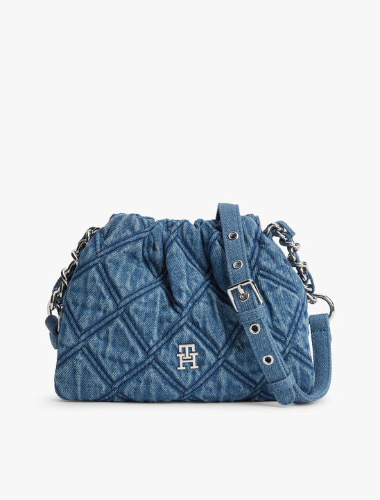 Quilted Denim TH Monogram Crossbody Bag