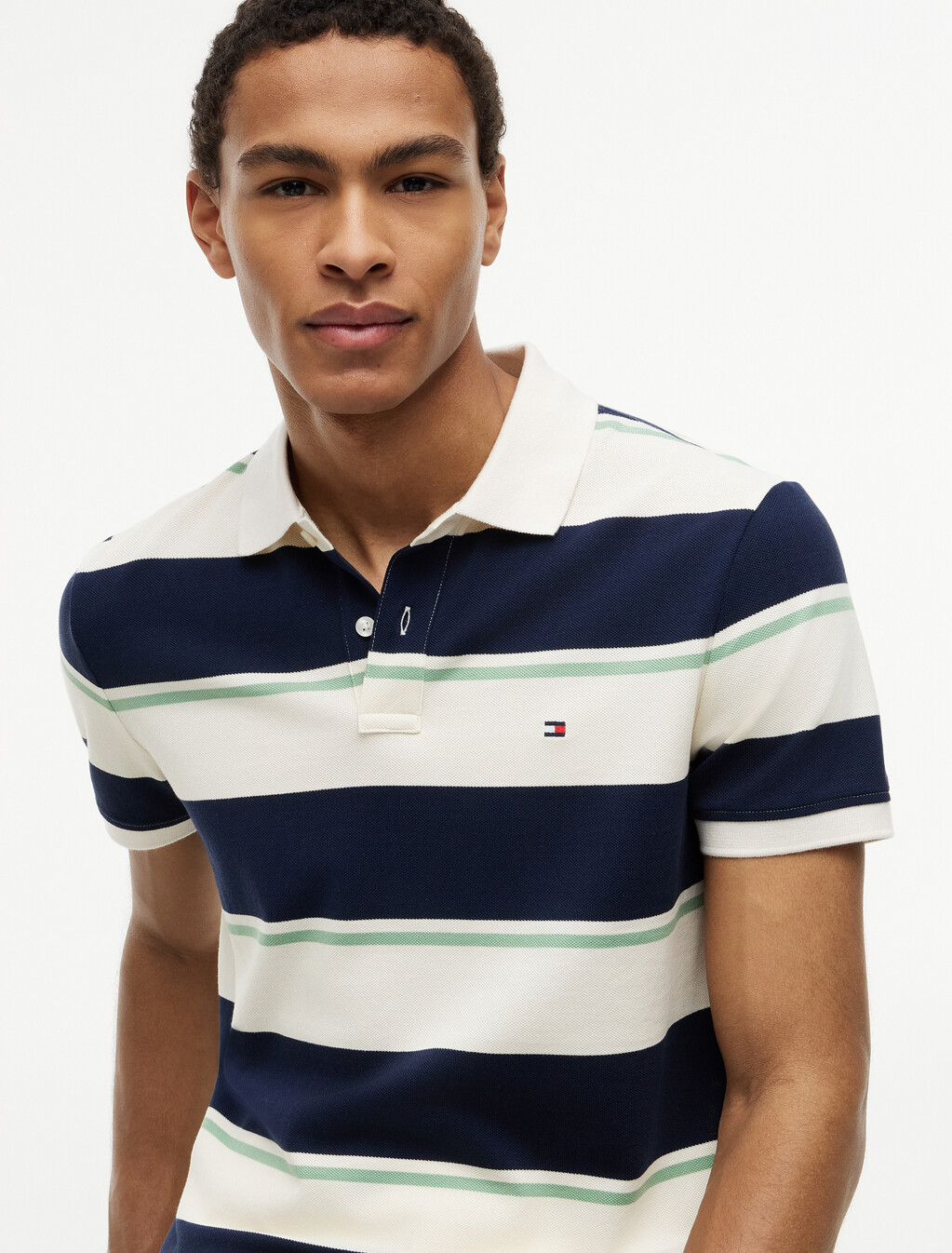 Regular Fit Pique Stripe Polo Shirt, Carbon Navy / Multi, hi-res